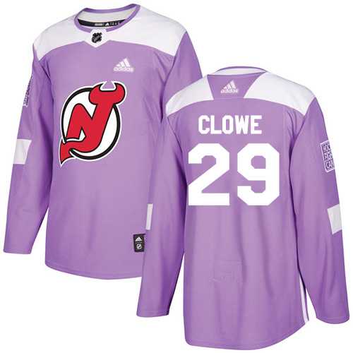 Men's Adidas New Jersey Devils #29 Ryane Clowe Purple Authentic Fights Cancer Stitched NHL Jersey