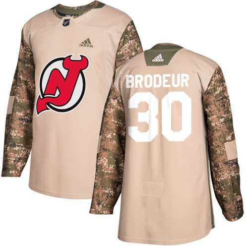 Men's Adidas New Jersey Devils #30 Martin Brodeur Camo Authentic 2017 Veterans Day Stitched NHL Jersey