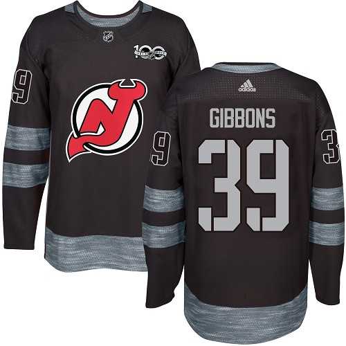 Men's Adidas New Jersey Devils #39 Brian Gibbons Black 1917-2017 100th Anniversary Stitched NHL Jersey