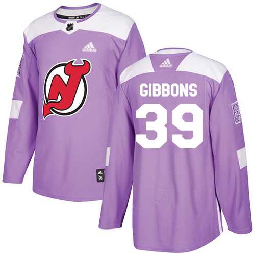 Men's Adidas New Jersey Devils #39 Brian Gibbons Purple Authentic Fights Cancer Stitched NHL Jersey