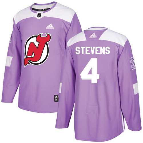 Men's Adidas New Jersey Devils #4 Scott Stevens Purple Authentic Fights Cancer Stitched NHL Jersey