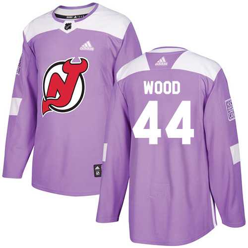 Men's Adidas New Jersey Devils #44 Miles Wood Purple Authentic Fights Cancer Stitched NHL Jersey