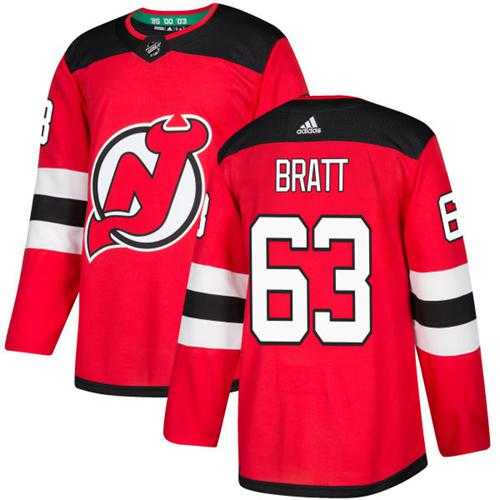 Men's Adidas New Jersey Devils #63 Jesper Bratt Red Home Authentic Stitched NHL Jersey
