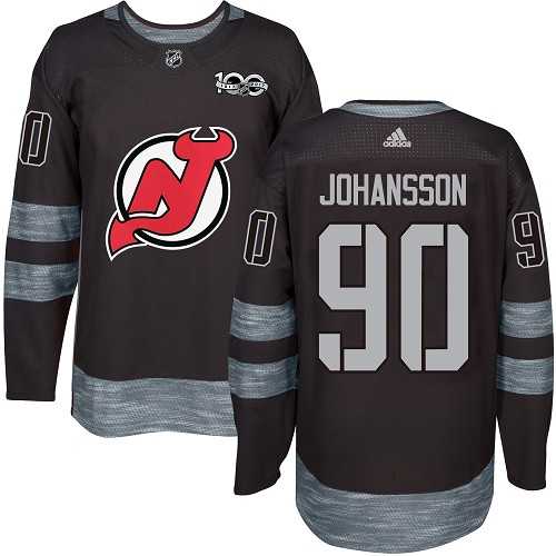 Men's Adidas New Jersey Devils #90 Marcus Johansson Black 1917-2017 100th Anniversary Stitched NHL Jersey