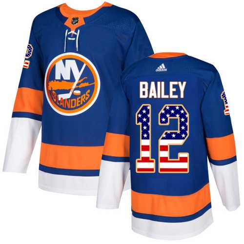 Men's Adidas New York Islanders #12 Josh Bailey Royal Blue Home Authentic USA Flag Stitched NHL Jersey