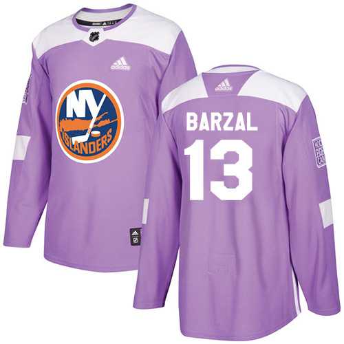 Men's Adidas New York Islanders #13 Mathew Barzal Purple Authentic Fights Cancer Stitched NHL Jersey