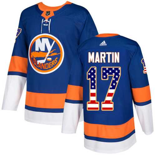 Men's Adidas New York Islanders #17 Matt Martin Royal Blue Home Authentic USA Flag Stitched NHL Jersey