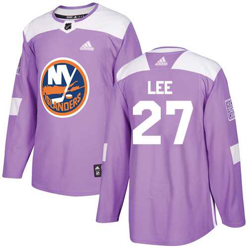Men's Adidas New York Islanders #27 Anders Lee Purple Authentic Fights Cancer Stitched NHL Jersey