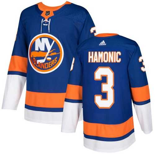 Men's Adidas New York Islanders #3 Travis Hamonic Royal Blue Home Authentic Stitched NHL Jersey