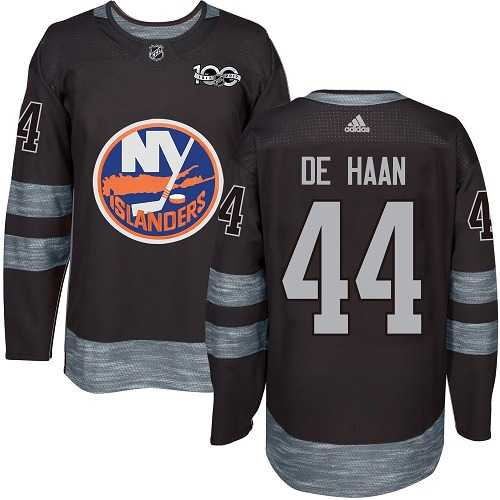 Men's Adidas New York Islanders #44 Calvin De Haan Black 1917-2017 100th Anniversary Stitched NHL Jersey