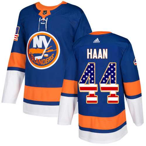 Men's Adidas New York Islanders #44 Calvin De Haan Royal Blue Home Authentic USA Flag Stitched NHL Jersey