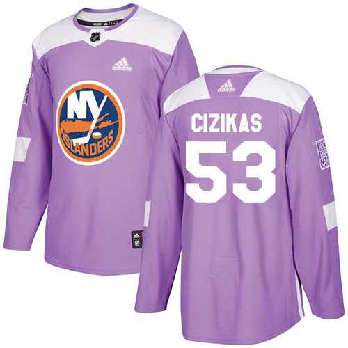 Men's Adidas New York Islanders #53 Casey Cizikas Purple Authentic Fights Cancer Stitched NHL Jersey