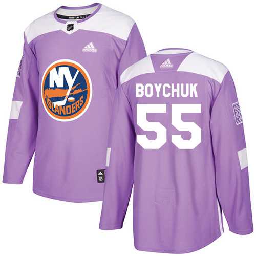 Men's Adidas New York Islanders #55 Johnny Boychuk Purple Authentic Fights Cancer Stitched NHL Jersey