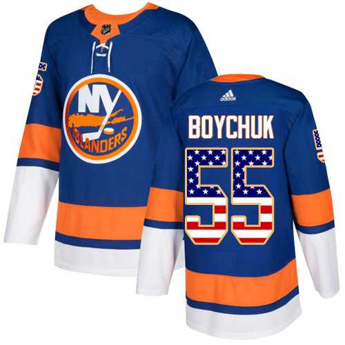 Men's Adidas New York Islanders #55 Johnny Boychuk Royal Blue Home Authentic USA Flag Stitched NHL Jersey