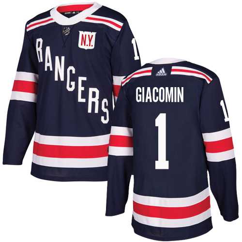 Men's Adidas New York Rangers #1 Eddie Giacomin Navy Blue Authentic 2018 Winter Classic Stitched NHL Jersey