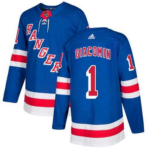 Men's Adidas New York Rangers #1 Eddie Giacomin Royal Blue Home Authentic Stitched NHL Jersey