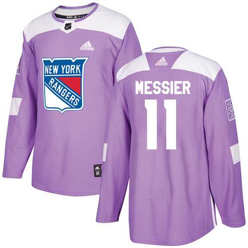 Men's Adidas New York Rangers #11 Mark Messier Purple Authentic Fights Cancer Stitched NHL