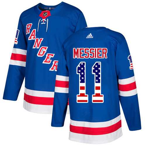 Men's Adidas New York Rangers #11 Mark Messier Royal Blue Home Authentic USA Flag Stitched NHL Jersey