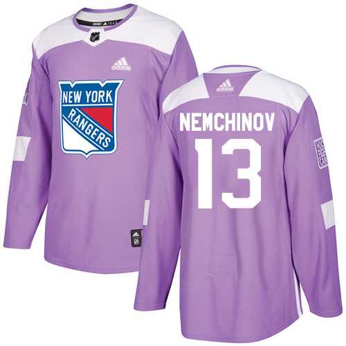 Men's Adidas New York Rangers #13 Sergei Nemchinov Purple Authentic Fights Cancer Stitched NHL
