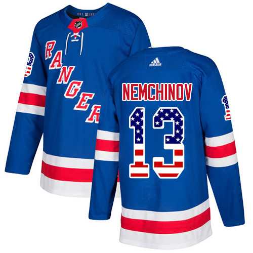Men's Adidas New York Rangers #13 Sergei Nemchinov Royal Blue Home Authentic USA Flag Stitched NHL Jersey