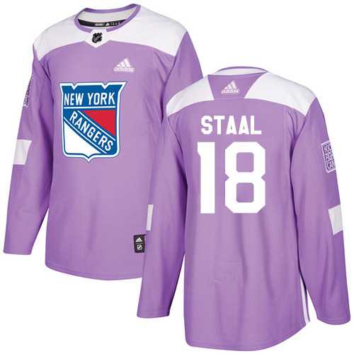 Men's Adidas New York Rangers #18 Marc Staal Purple Authentic Fights Cancer Stitched NHL