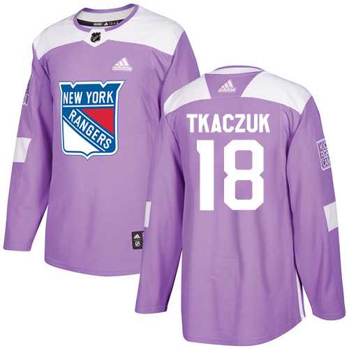 Men's Adidas New York Rangers #18 Walt Tkaczuk Purple Authentic Fights Cancer Stitched NHL