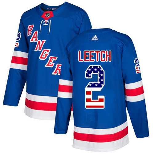 Men's Adidas New York Rangers #2 Brian Leetch Royal Blue Home Authentic USA Flag Stitched NHL Jersey