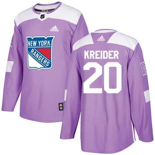 Men's Adidas New York Rangers #20 Chris Kreider Purple Authentic Fights Cancer Stitched NHL