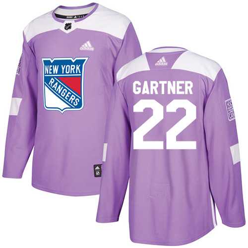 Men's Adidas New York Rangers #22 Mike Gartner Purple Authentic Fights Cancer Stitched NHL