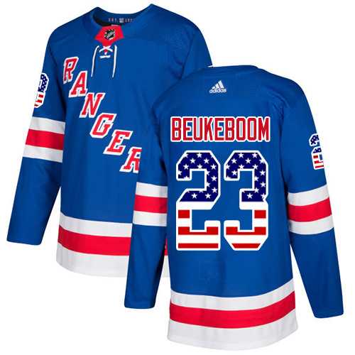 Men's Adidas New York Rangers #23 Jeff Beukeboom Royal Blue Home Authentic USA Flag Stitched NHL Jersey