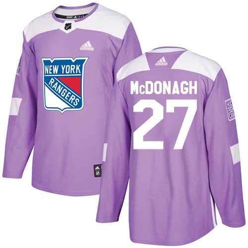 Men's Adidas New York Rangers #27 Ryan McDonagh Purple Authentic Fights Cancer Stitched NHL
