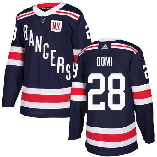 Men's Adidas New York Rangers #28 Tie Domi Navy Blue Authentic 2018 Winter Classic Stitched NHL Jersey