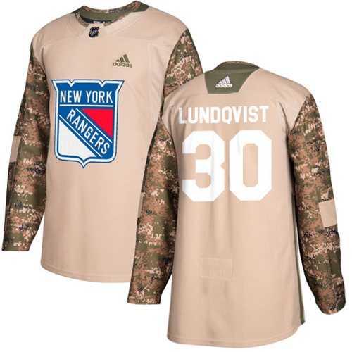 Men's Adidas New York Rangers #30 Henrik Lundqvist Camo Authentic 2017 Veterans Day Stitched NHL Jersey
