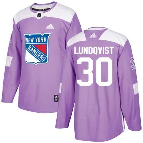 Men's Adidas New York Rangers #30 Henrik Lundqvist Purple Authentic Fights Cancer Stitched NHL