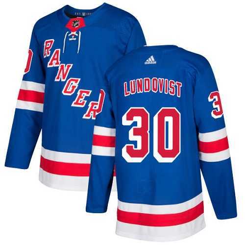 Men's Adidas New York Rangers #30 Henrik Lundqvist Royal Blue Home Authentic Stitched NHL Jersey