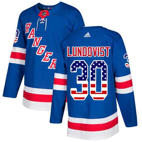 Men's Adidas New York Rangers #30 Henrik Lundqvist Royal Blue Home Authentic USA Flag Stitched NHL Jersey