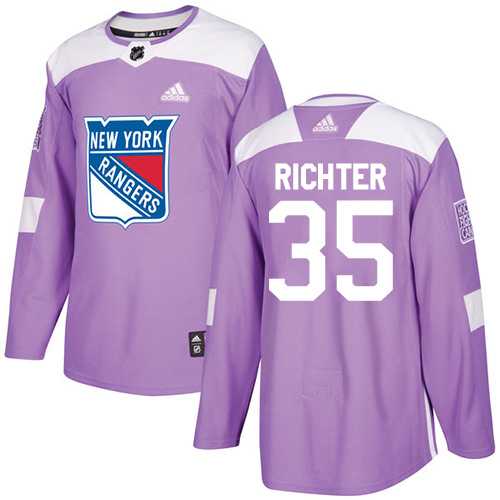 Men's Adidas New York Rangers #35 Mike Richter Purple Authentic Fights Cancer Stitched NHL