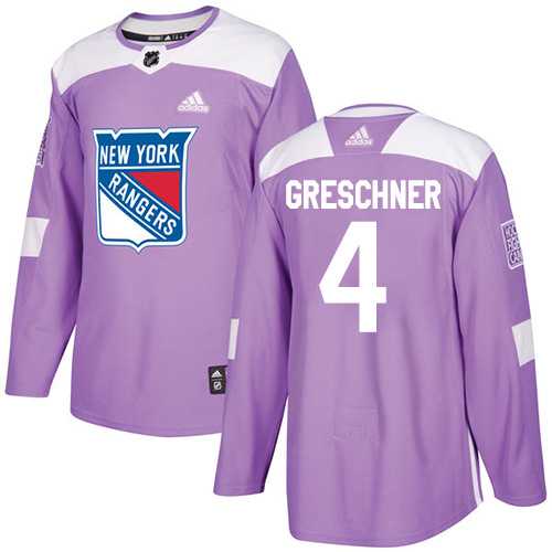 Men's Adidas New York Rangers #4 Ron Greschner Purple Authentic Fights Cancer Stitched NHL