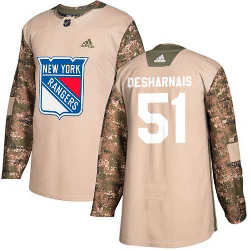 Men's Adidas New York Rangers #51 David Desharnais Camo Authentic 2017 Veterans Day Stitched NHL Jersey