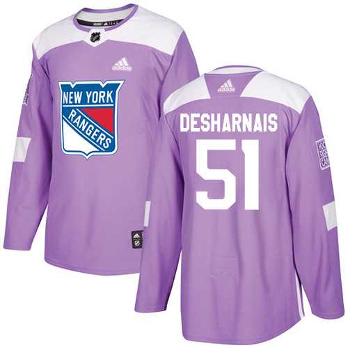 Men's Adidas New York Rangers #51 David Desharnais Purple Authentic Fights Cancer Stitched NHL
