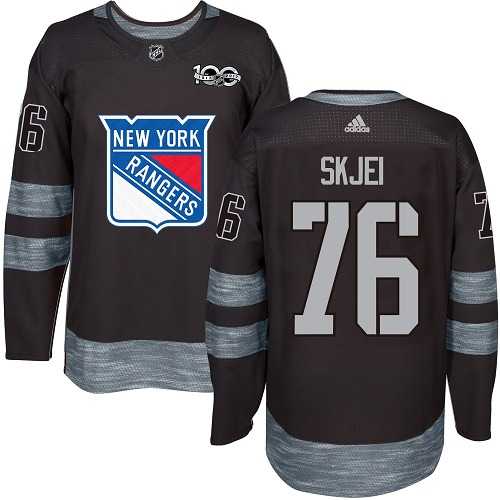 Men's Adidas New York Rangers #76 Brady Skjei Black 1917-2017 100th Anniversary Stitched NHL Jersey