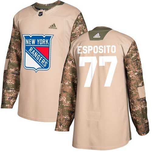Men's Adidas New York Rangers #77 Phil Esposito Camo Authentic 2017 Veterans Day Stitched NHL Jersey