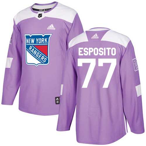 Men's Adidas New York Rangers #77 Phil Esposito Purple Authentic Fights Cancer Stitched NHL