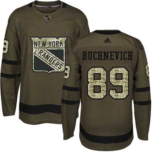 Men's Adidas New York Rangers #89 Pavel Buchnevich Green Salute to Service Stitched NHL Jersey