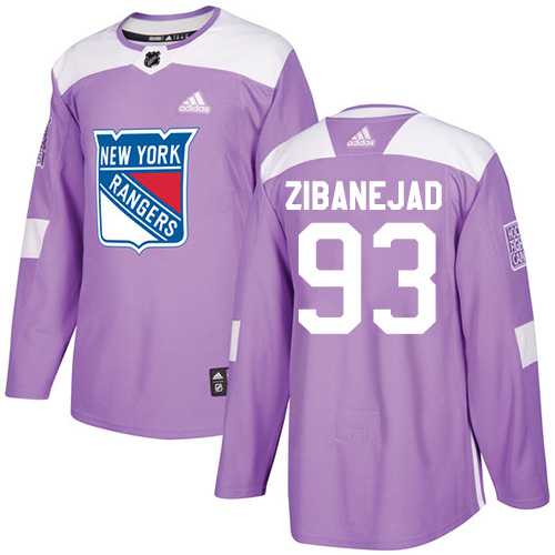 Men's Adidas New York Rangers #93 Mika Zibanejad Purple Authentic Fights Cancer Stitched NHL