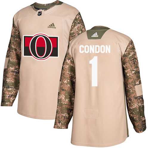 Men's Adidas Ottawa Senators #1 Mike Condon Camo Authentic 2017 Veterans Day Stitched NHL Jersey
