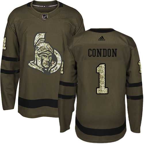 Men's Adidas Ottawa Senators #1 Mike Condon Green Salute to Service Stitched NHL Jersey
