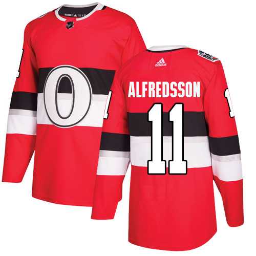 Men's Adidas Ottawa Senators #11 Daniel Alfredsson Red Authentic 2017 100 Classic Stitched NHL Jersey