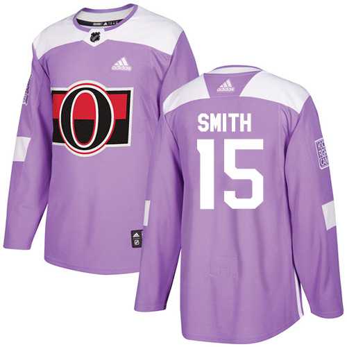 Men's Adidas Ottawa Senators #15 Zack Smith Purple Authentic Fights Cancer Stitched NHL