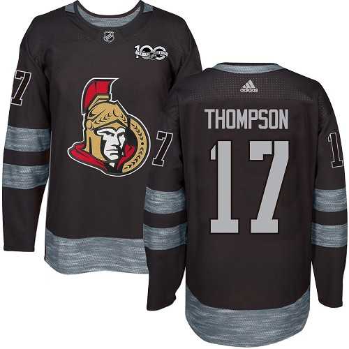 Men's Adidas Ottawa Senators #17 Nate Thompson Black 1917-2017 100th Anniversary Stitched NHL Jersey